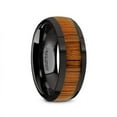 thumbnail image 1 of LINDEN Black Ceramic Polished Finish Men’s Domed Wedding Band with Koa Wood Inlay - 8mm, 1 of 2