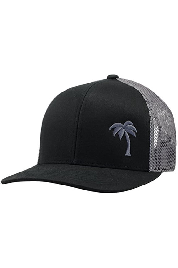 Trucker Hat - Palm Tree Series One Size Black/Aqua