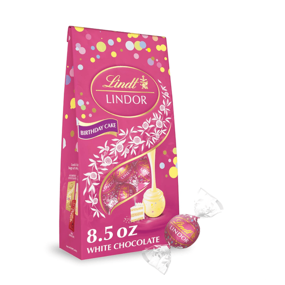 LINDOR Birthday Cake White Chocolate Truffles Ball Smooth Melting Truffle Center 8.5 oz.