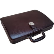 LINDSEY STREET Premium Look Genuine Leather Attache Briefcase for Mens Office Handbag 14 Inch Laptop Case Brown