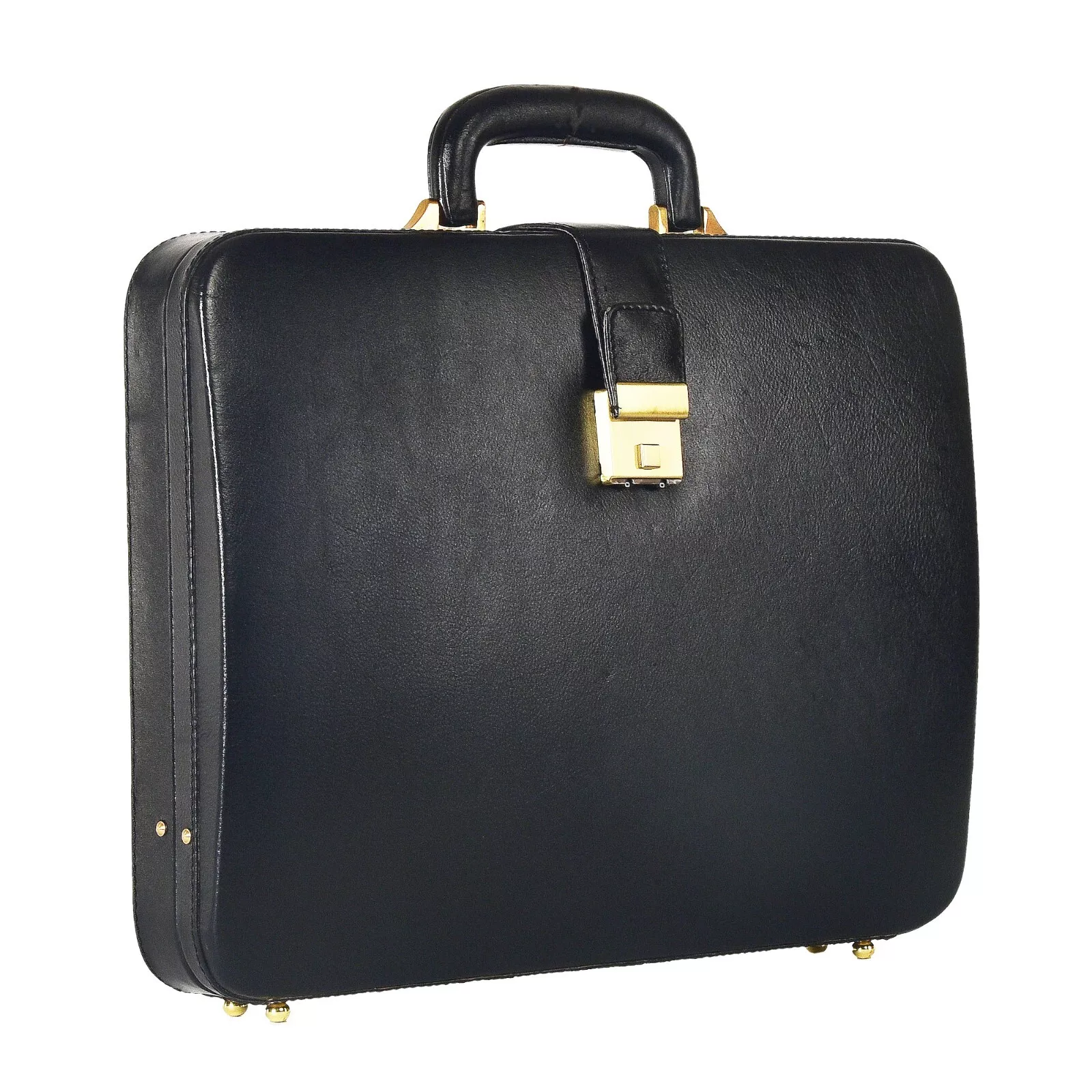 LINDSEY STREET Premium Look Genuine Leather Attache Briefcase for Mens Office Handbag 14 Inch Laptop Case