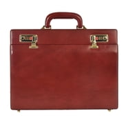 LINDSEY STREET Pure Leather Briefcase Executive Handbag for Mens Leather Attache Briefcase 14 Inch Laptop MacBook Carry Case