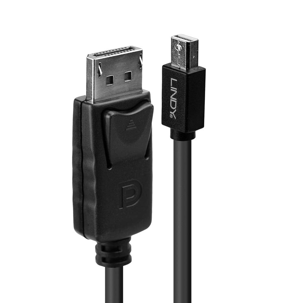 LINDY 2m Mini DisplayPort to DisplayPort Cable, Black Black 2m