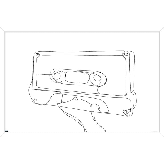 LINE AND BRUSH - Continuous Line Cassette Wall Poster, 22.375" x 34" Framed