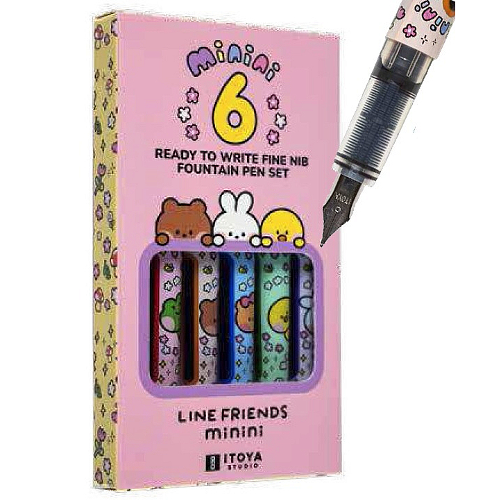 LINE FRIENDS MINIMI Ready-to-Write Fountain Pens by Itoya  boxed set of 6