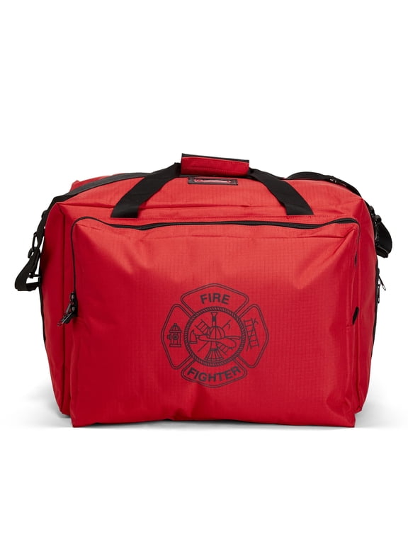 Deluxe Step-In Firefighter Gear Bag, Maltese Cross Logo, Red