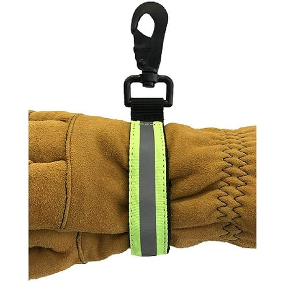LINE2design Firefighter Glove Strap Heavy Duty Turnout Gear Reflective - Green - 7.5”