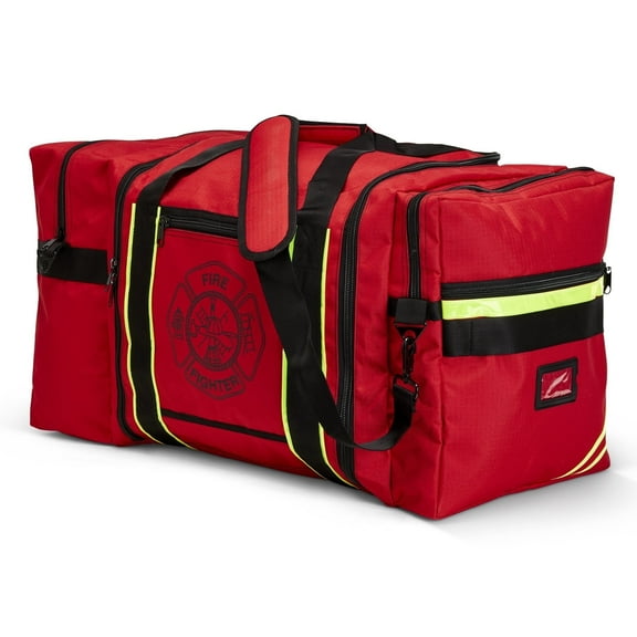 LINE2design Firefighter Gear Bag, Jumbo Turnout Bag, Ripstop Fabric, Padded Shoulder Strap, Red, 1 Piece