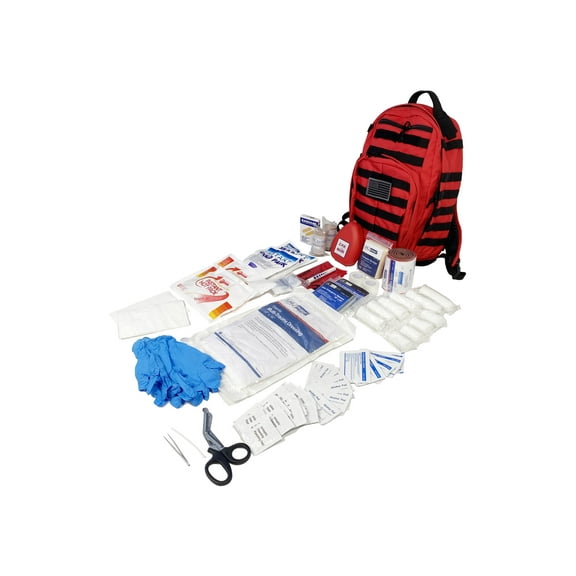 LINE2design First Aid Trauma Backpack Kit - EMS Medical Molle Bag Kit - Red