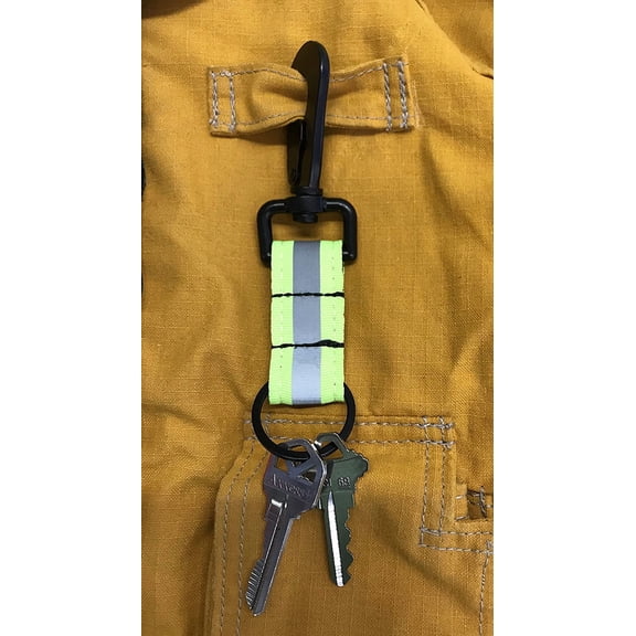 LINE2design Reflective Firefighter Key Ring - Fire Rescue Nylon Keychain