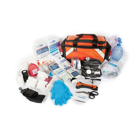 LINE2design Trauma Kit First Aid Fully Stocked EMS Supply Responder Bag - Orange