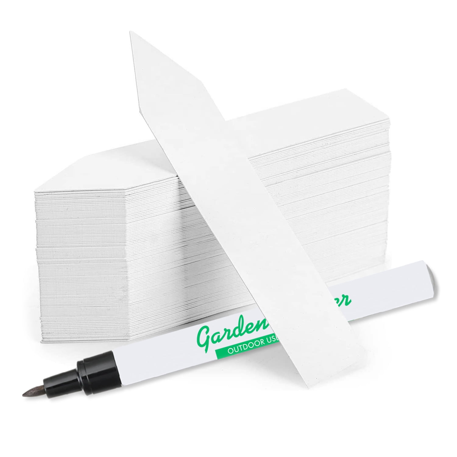 LINE42 4 Inch Plastic Plant Labels for Seedlings, Flexible Waterproof Plant Tags, Vegetable Gardening Stake Tags with Permanent Garden Marker, White, 250 Pcs