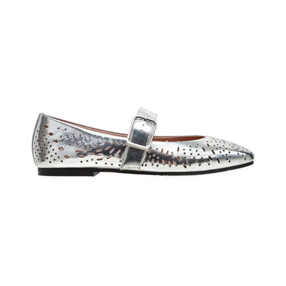 LINEA Paolo Miller-L Leather Flat, 7, Silver