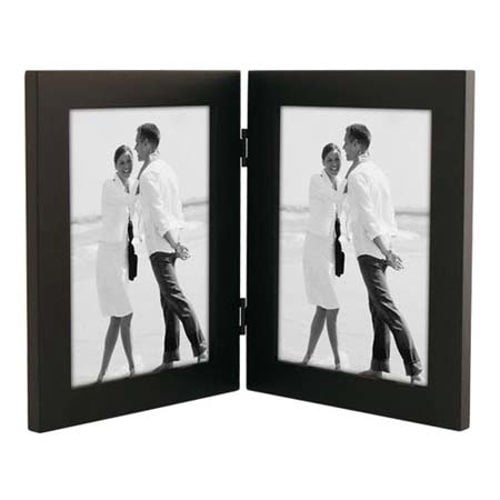 Malden International Linear Series Double Wood Frame, for Two Verticle 5x7" Photographs, Color/Style: Black