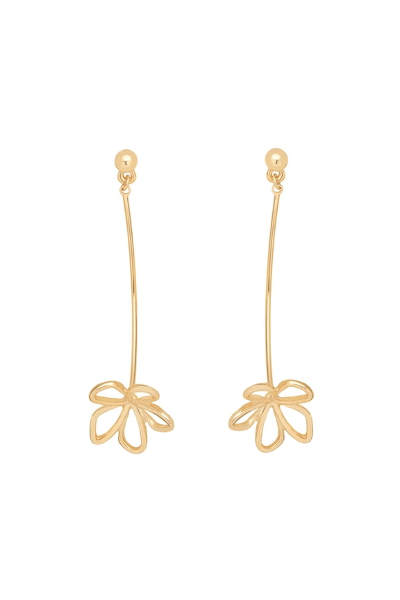 Women's Gold Tone Metal Drop Earrings Floral Design