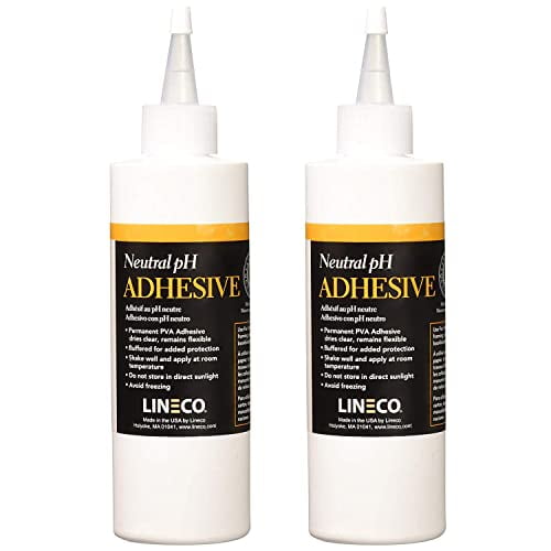 LINECO Neutral pH Adhesive 8 Oz, AcidFree, AllPurpose Glue, Dries Clear and Remains Flexible