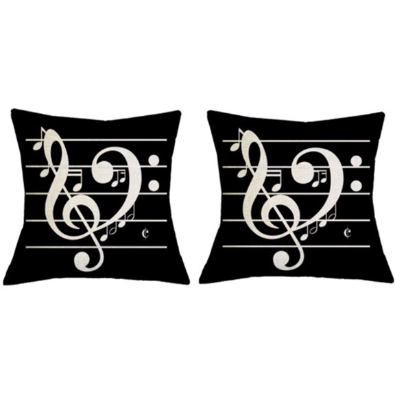 LINEL Black Treble Clef Musical Pillow Covers Set of 2 Pillow Covers
