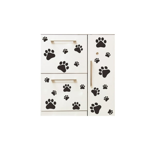 LINEL Black Vinyl Paw Print Decals Dog Cat Pawprints