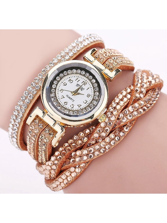 Gold Crystal Bling Wrap Watch