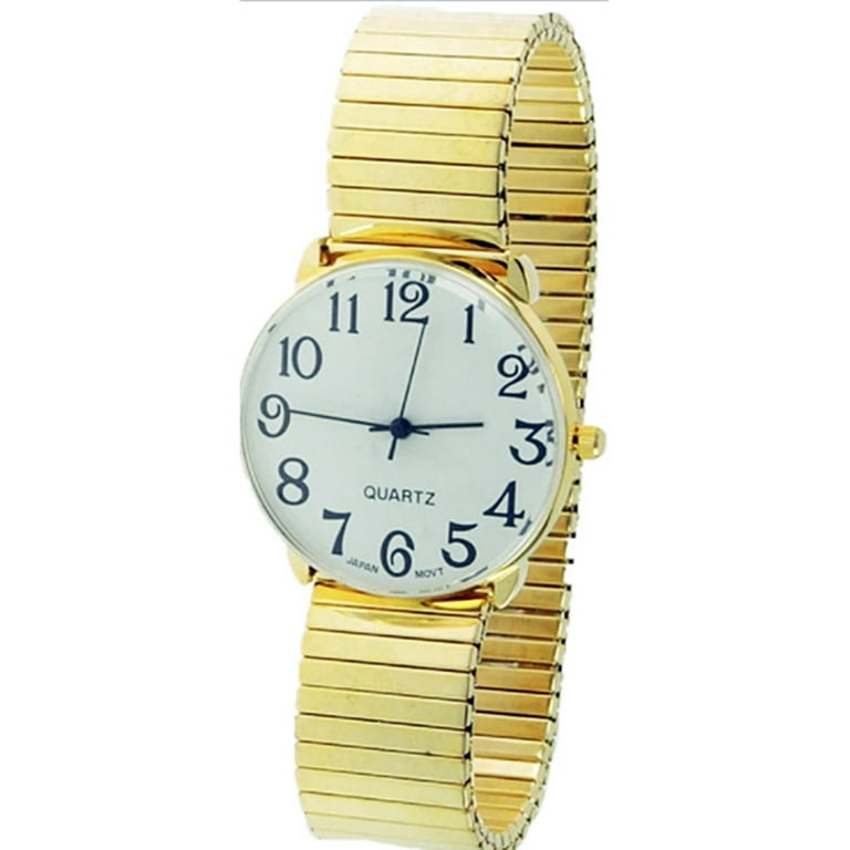 LINEL Mens Gold Stretch Band Watch White Dial
