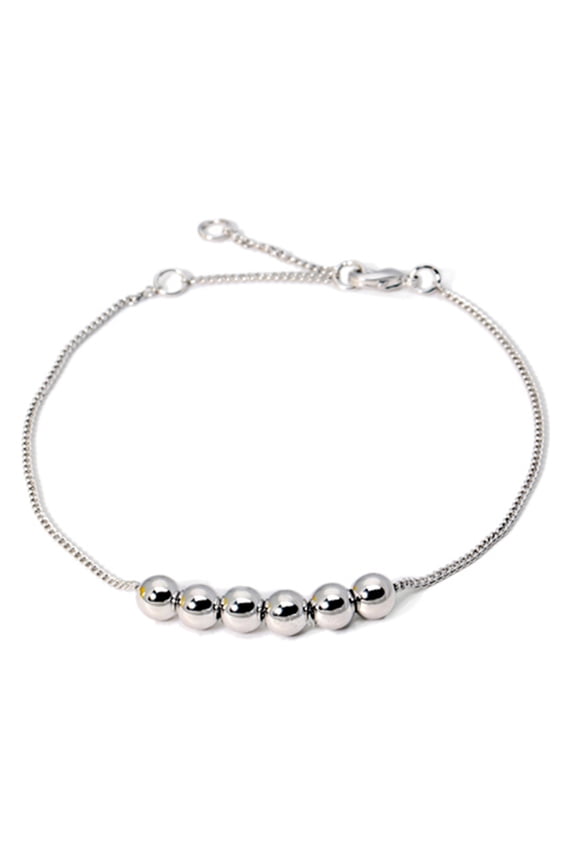 Silver Chain Silver Beaded Ankle Bracelet