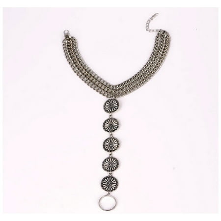 LINEL Silver Heavy Chain Coin Toe Ring Foot Jewelry Ankle Bracelet