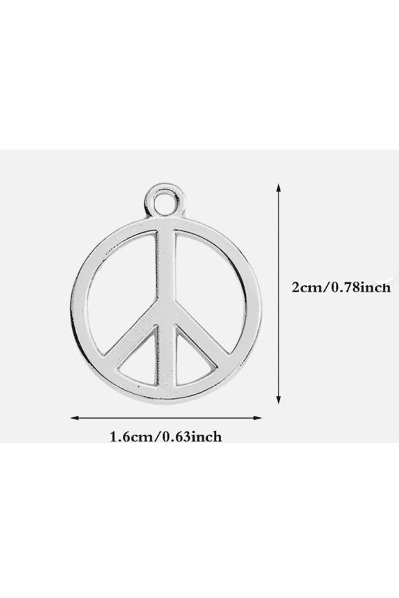 Round Silver, Peace Sign Bracelet Charms, Silver