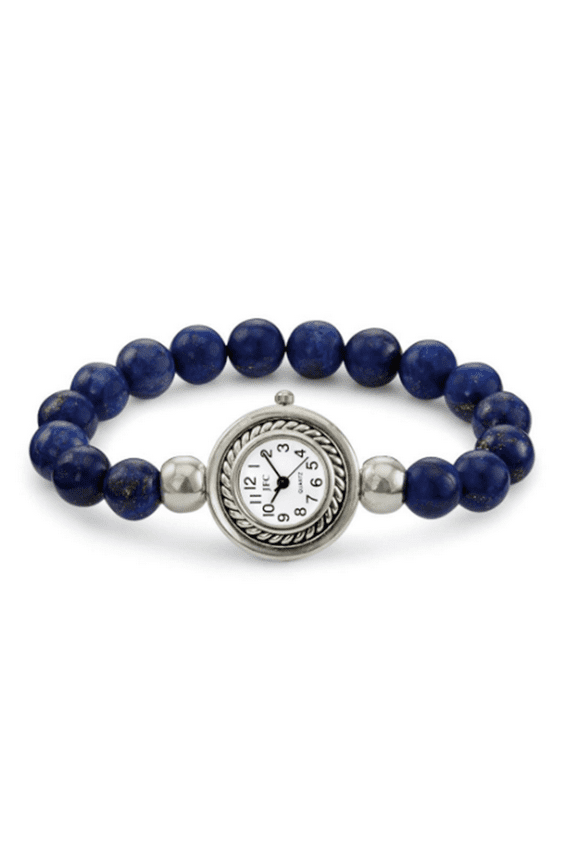 Women's Blue Lapis Natural Stone Beaded Stretch Band Watch Stone Lapis Beads