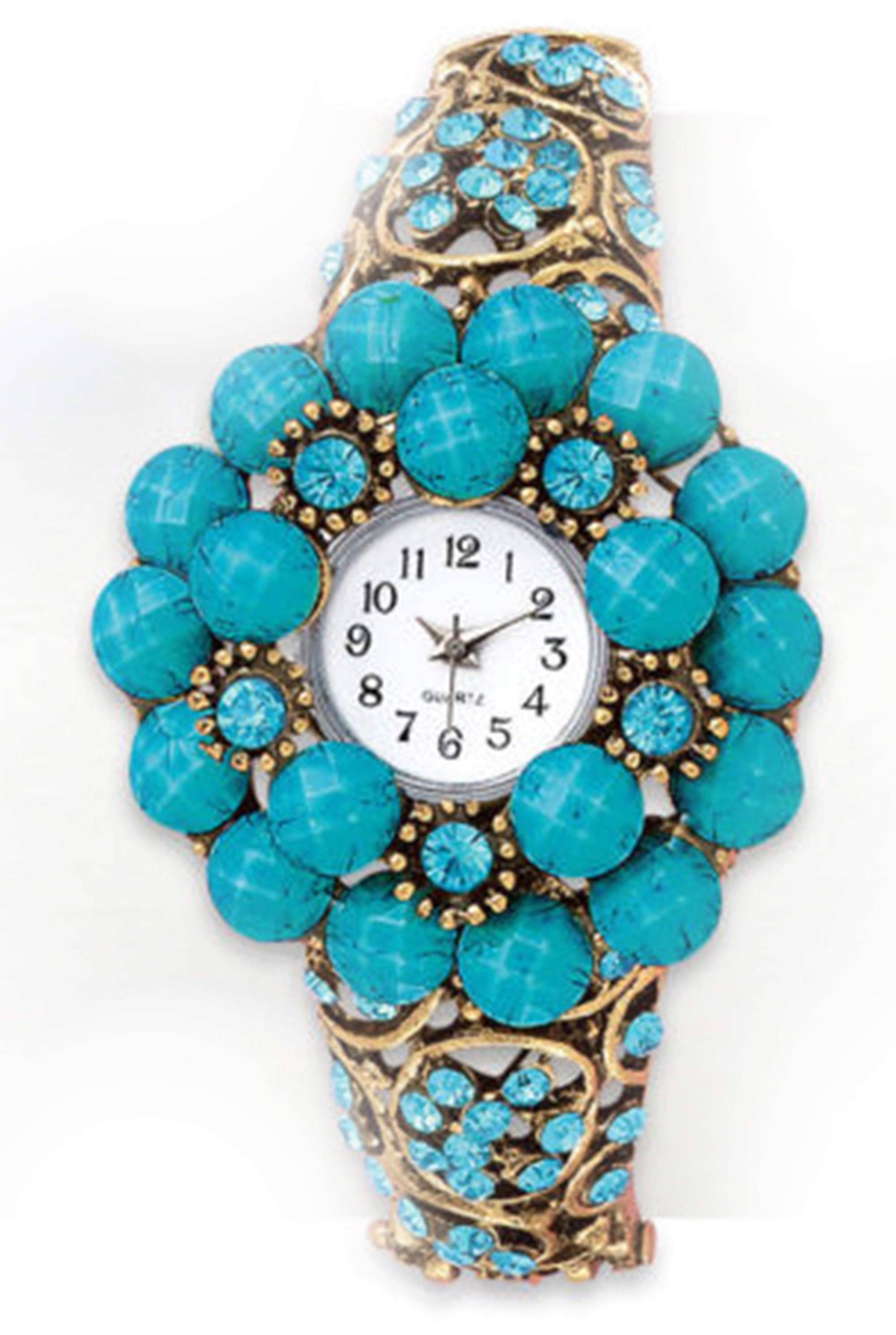 Turquiose bangle watch. Handcrafted Old Pawn Vintage Kingman Turquoise & Sterling  main image 2