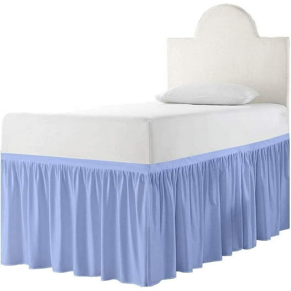 LINEN SHEETS-100% Microfiber, 25" Drop, Three Sides College Dorm Bed Skirt-Light Blue Solid, Twin-XL Size (39"x 80")