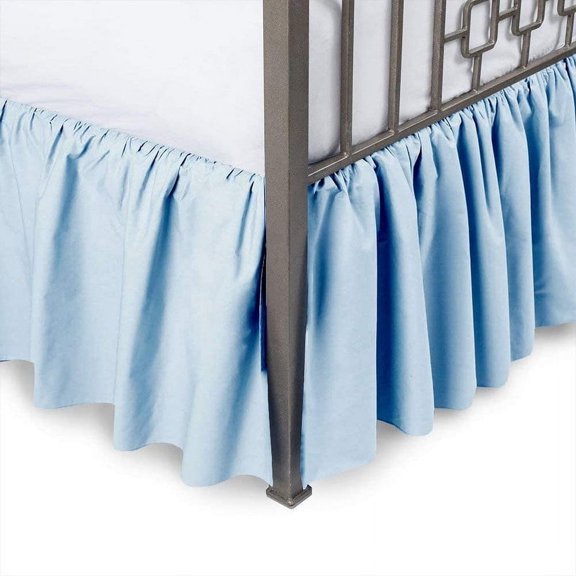 LINEN SHEETS-100% Microfiber, Split Corner Ruffle Bed Skirt, Dust Ruffle Bed Skirt with Platform 18" Tailored Drop-Twin Size-Light Blue Solid