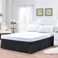 thumbnail image 1 of LINEN SHEETS- 100% Microfiber - Wrap Around Ruffled Bed Skirt with 18 Inch Tailored Drop - Adjustable Elastic Dust Ruffles Easy Fit- Luxurious & Wrinkle Free-Olympic Queen Size- Black Solid, 1 of 5