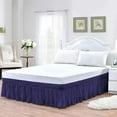 thumbnail image 1 of LINEN SHEETS- 100% Microfiber - Wrap Around Ruffled Bed Skirt with 18 Inch Tailored Drop - Adjustable Elastic Dust Ruffles Easy Fit- Luxurious & Wrinkle Free-Queen Size- Navy Blue Solid, 1 of 5