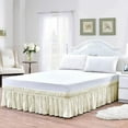 thumbnail image 1 of LINEN SHEETS- 100% Microfiber - Wrap Around Ruffled Bed Skirt with 22 Inch Tailored Drop - Adjustable Elastic Dust Ruffles Easy Fit- Luxurious & Wrinkle Free-Queen Size- Ivory Solid, 1 of 5