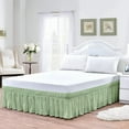 thumbnail image 1 of LINEN SHEETS- 100% Microfiber - Wrap Around Ruffled Bed Skirt with 22 Inch Tailored Drop - Adjustable Elastic Dust Ruffles Easy Fit- Luxurious & Wrinkle Free-Queen Size- Sage Solid, 1 of 5