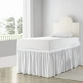 thumbnail image 1 of LINEN SHEETS Dorm Bed Skirt Twin XL Size 36 inch Drop, Stylish Ruffled Pattern Split Corner Bed Skirt, 100% Microfiber- White Solid, 1 of 7