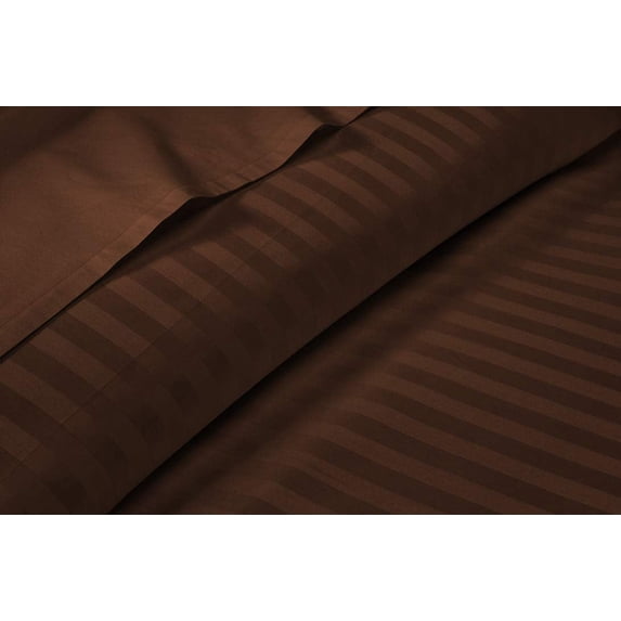 LINEN SHEETS Full-XL Size Luxurious Soft Sheet Set 6 Piece-800 Thread Count, 100% Egyptian Cotton, Fits up to 18" Deep Pocket Fitted Sheet-Chocolate Stripe