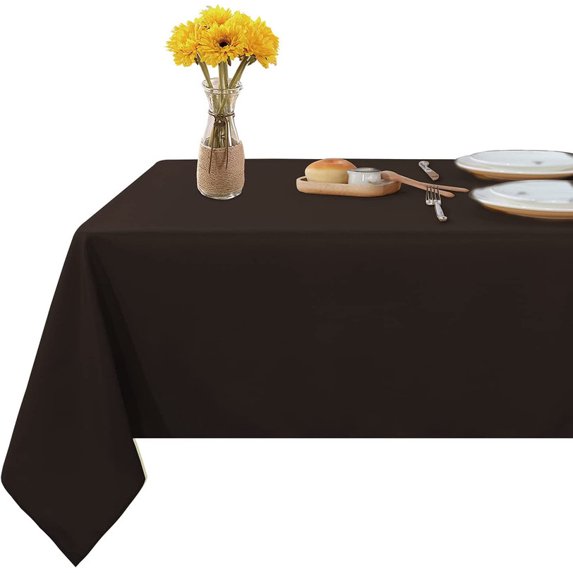 LINEN SHEETS-Pack of 4 Piece-100% Cotton, 300 Thread Count, 6 to 8 Seater Table Cloth for Rectangle Tables, Table Cover for Kitchen, Dining, Buffet Party-Chocolate Solid, (54"x 70")