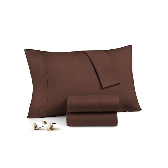 LINEN SHEETS-Pillow Cases Set of 2PC-Soft & Comfortable, Envelope Closure Pillow Cases-Chocolate Solid (20"x 60")