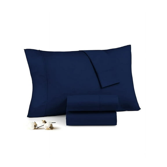 LINEN SHEETS-Pillow Cases Set of 2PC-Soft & Comfortable, Envelope Closure Pillow Cases-Navy Blue Solid (20"x 26")