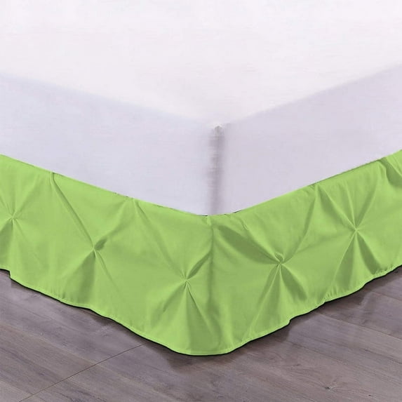LINEN SHEETS- Pinch Pleated Bed Skirt, 16" Tailored Drop Pintuck Decorative, Hotel Luxury Bedskirt - 100% Microfiber -Breathable & Smooth-Queen Size-Sage Solid