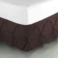 thumbnail image 1 of LINEN SHEETS- Pinch Pleated Bed Skirt, 18" Tailored Drop Pintuck Decorative, Hotel Luxury Bedskirt - 100% Microfiber -Breathable & Smooth-Full/Queen Size-Chocolate Solid, 1 of 5