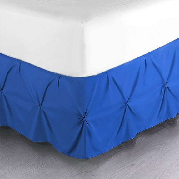 LINEN SHEETS- Pinch Pleated Bed Skirt, 18" Tailored Drop Pintuck Decorative, Hotel Luxury Bedskirt - 100% Microfiber -Breathable & Smooth-Full/Queen Size-Royal Blue Solid