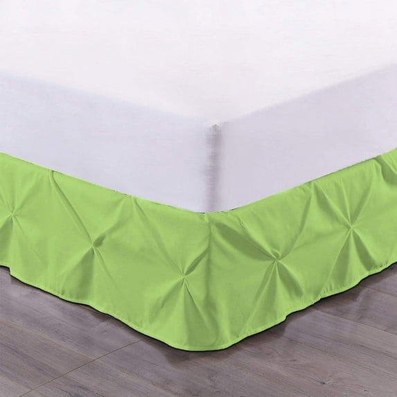 LINEN SHEETS- Pinch Pleated Bed Skirt, 22" Tailored Drop Pintuck Decorative, Hotel Luxury Bedskirt - 100% Microfiber -Breathable & Smooth-Queen Size-Sage Solid