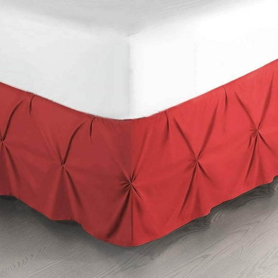LINEN SHEETS- Pinch Pleated Bed Skirt, 22" Tailored Drop Pintuck Decorative, Hotel Luxury Bedskirt - 100% Microfiber -Breathable & Smooth-Twin Size-Burgundy Solid
