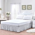 thumbnail image 1 of Wrap Around Ruffle Bed Skirt - Easy Fit 15-Inch Tailored Drop with Elastic - 100% Microfiber- Hotel Quality Ruffle Bed Skirt - Fade Resistant & Cool-Cal-King Size- Light Gray Solid, 1 of 5