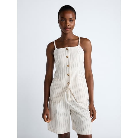 Women’s Linen Blend Vest, Sizes XS-XL