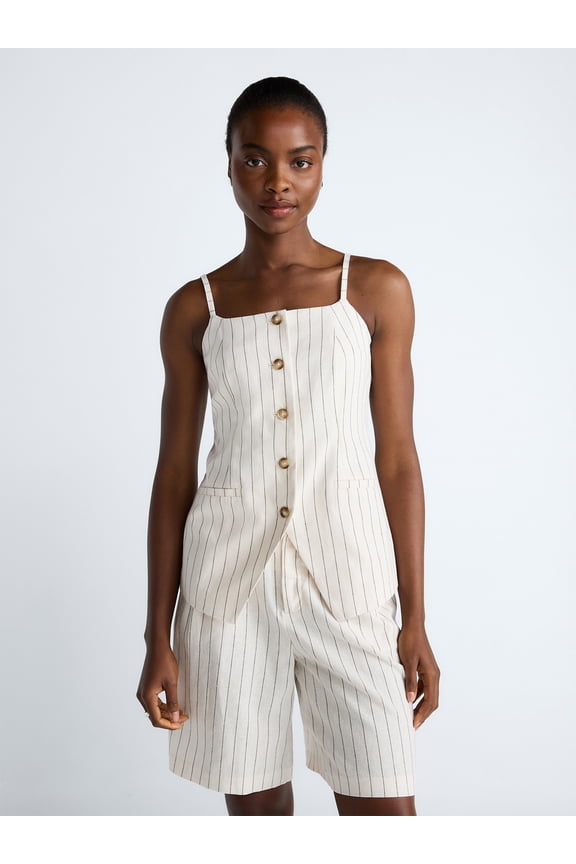 Women’s Linen Blend Vest, Sizes XS-XL