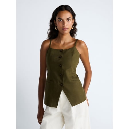 Scoop Women’s Linen Blend Vest, Sizes XS-XL