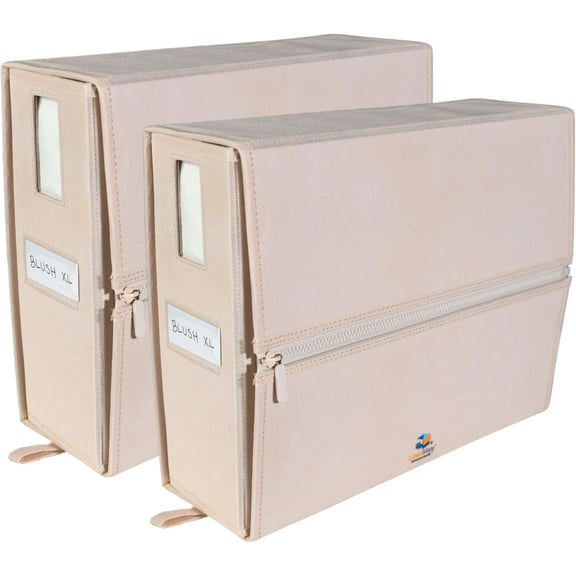 LINENMATE The Original Linen Storage Container, 2-Pack (Queen/King Size, Blush)